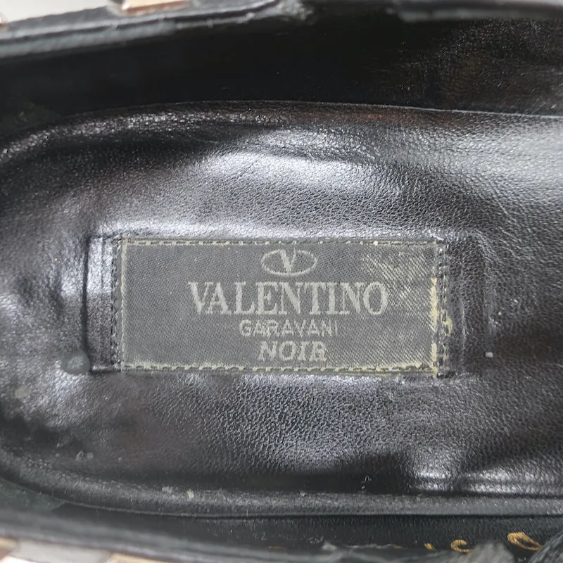 Valentino Noir Rockstud Caged Ballet Flats Black Leather Size 39