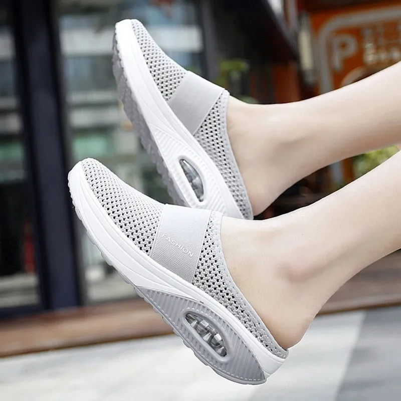 Vertvie Sandals Wedges Platform Shoes Female Slides Slippers Breathable Mesh Lightweight Ladies Footwear