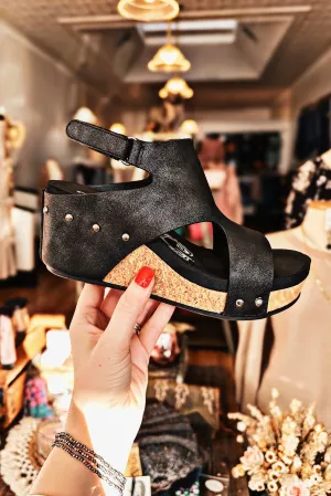 Very G WALLY Platform Wedge Black Shimmer