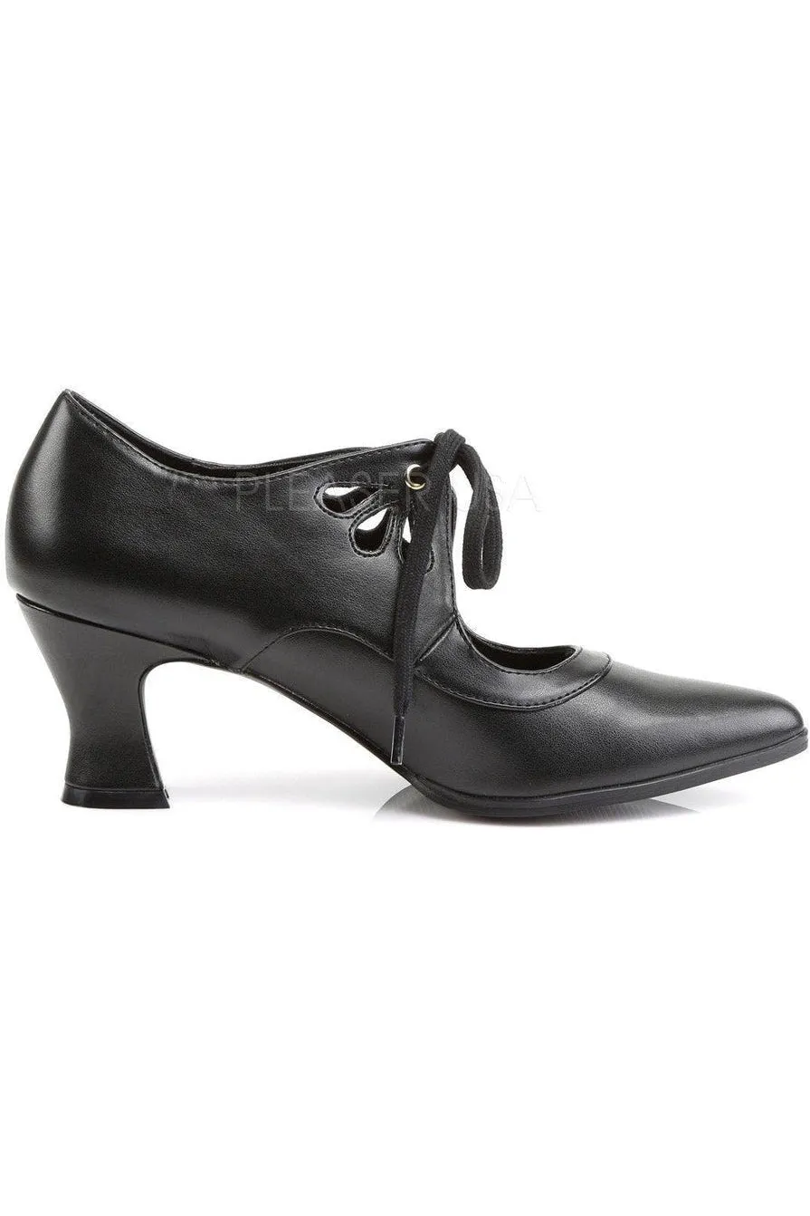 VICTORIAN-03 Mary Jane | Black Faux Leather