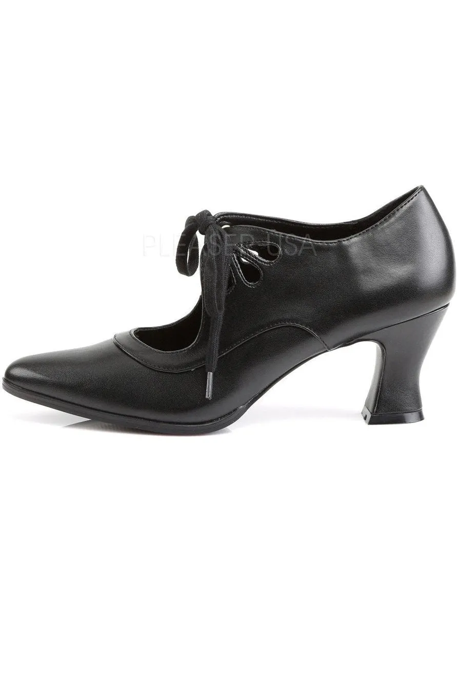 VICTORIAN-03 Mary Jane | Black Faux Leather