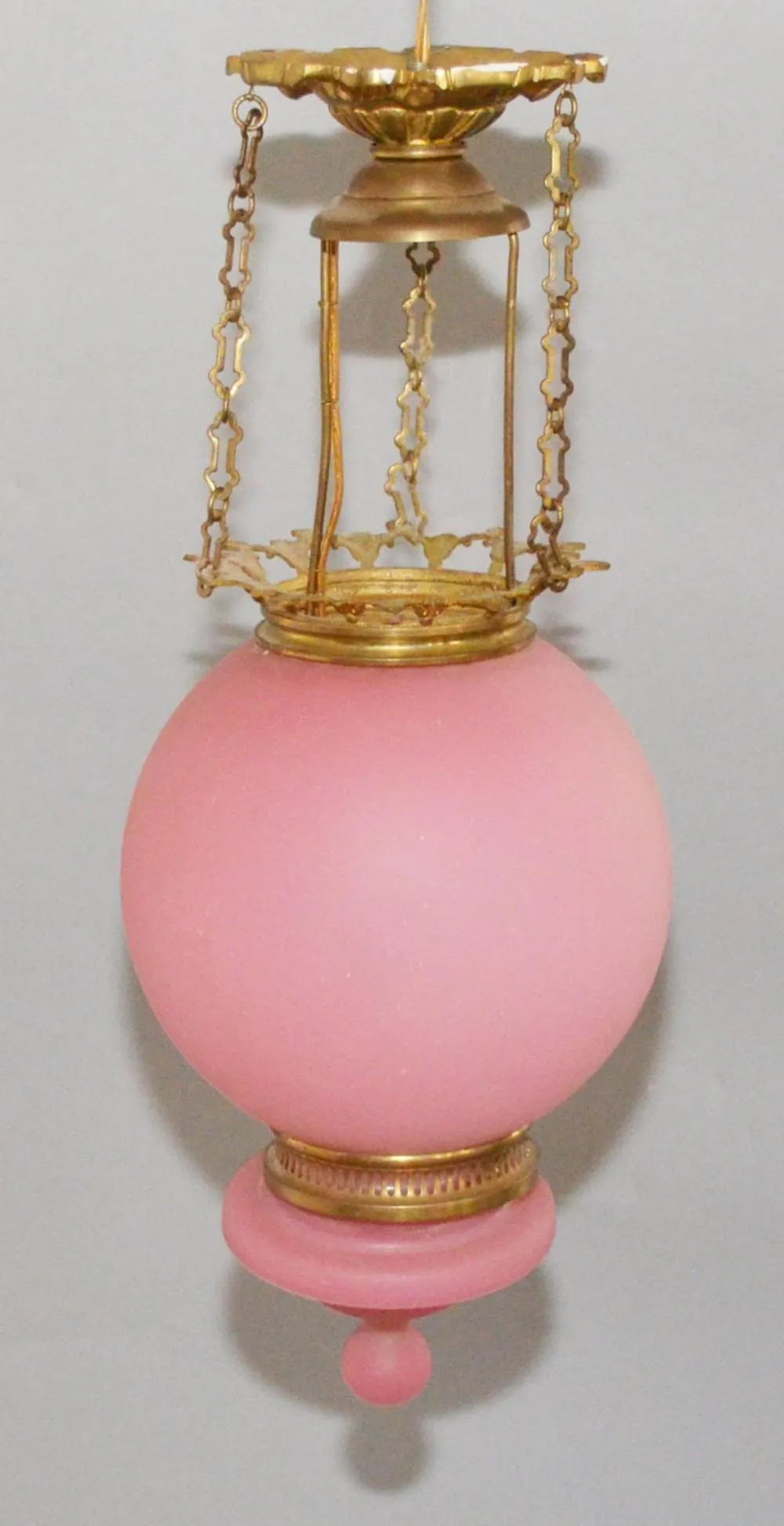 Victorian Satin Glass Hanging Chandelier