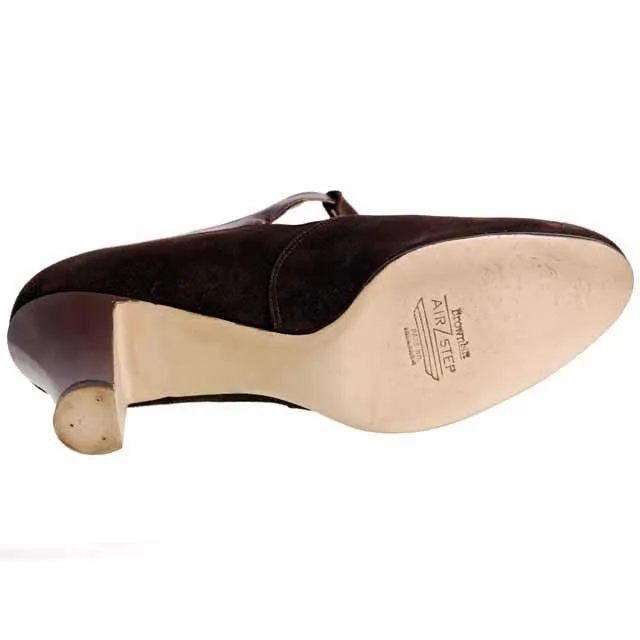 Vintage Brown Suede/Leather Mary Jane Shoes 1930s NIB 6 Air Step/Brown Bilt