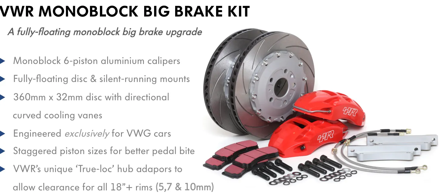 VWRacingLine Front Brake Kit, 360mm Disc All Mk7/MQB inc. Golf GTi and R
