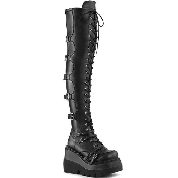 Wedges Long Boots - Autumn/Winter Over-the-Knee Boots for Women, Cosplay High Platform, High Heel Gothic Botas