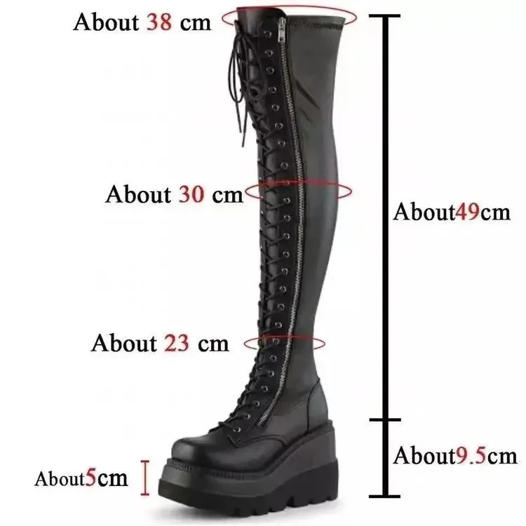 Wedges Long Boots - Autumn/Winter Over-the-Knee Boots for Women, Cosplay High Platform, High Heel Gothic Botas
