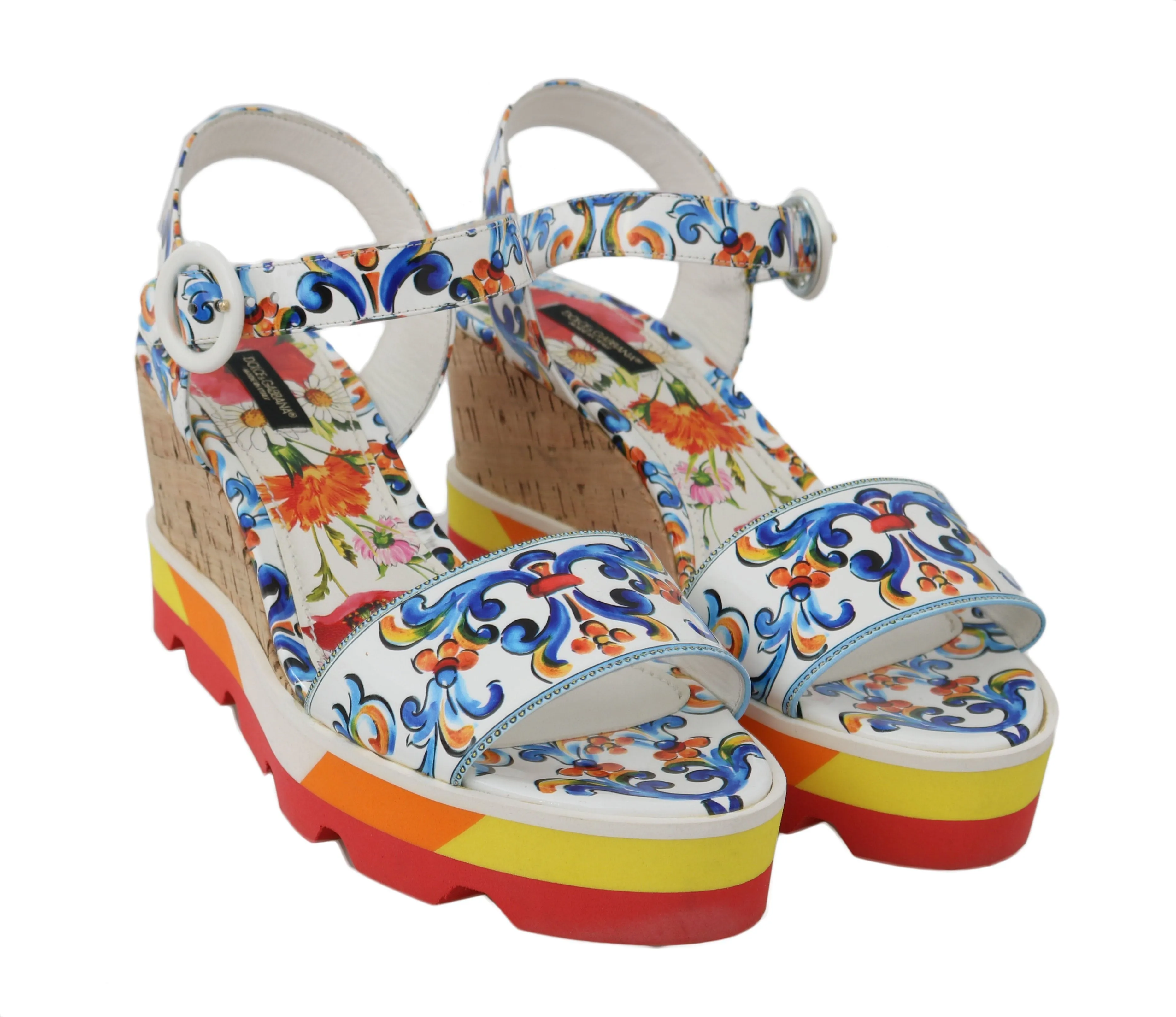 Wedges Majolica Leather Sandals