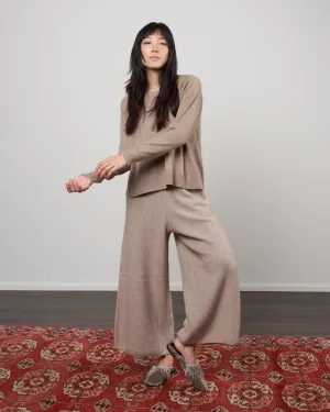 wide leg pull on pant - beige