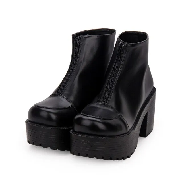 woman high heels wedges punk ankle Boots