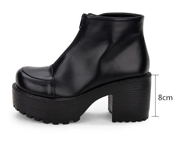 woman high heels wedges punk ankle Boots