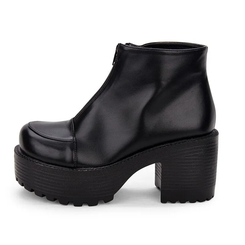 woman high heels wedges punk ankle Boots