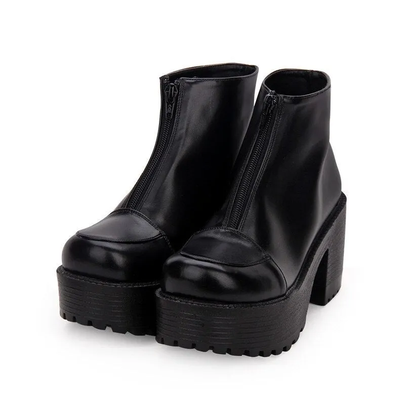woman high heels wedges punk ankle Boots
