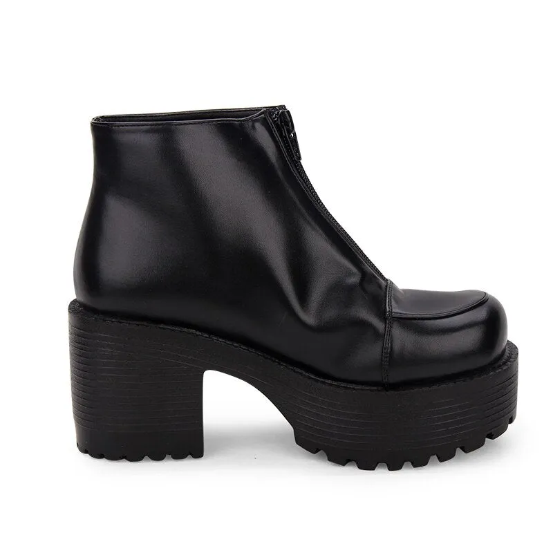 woman high heels wedges punk ankle Boots