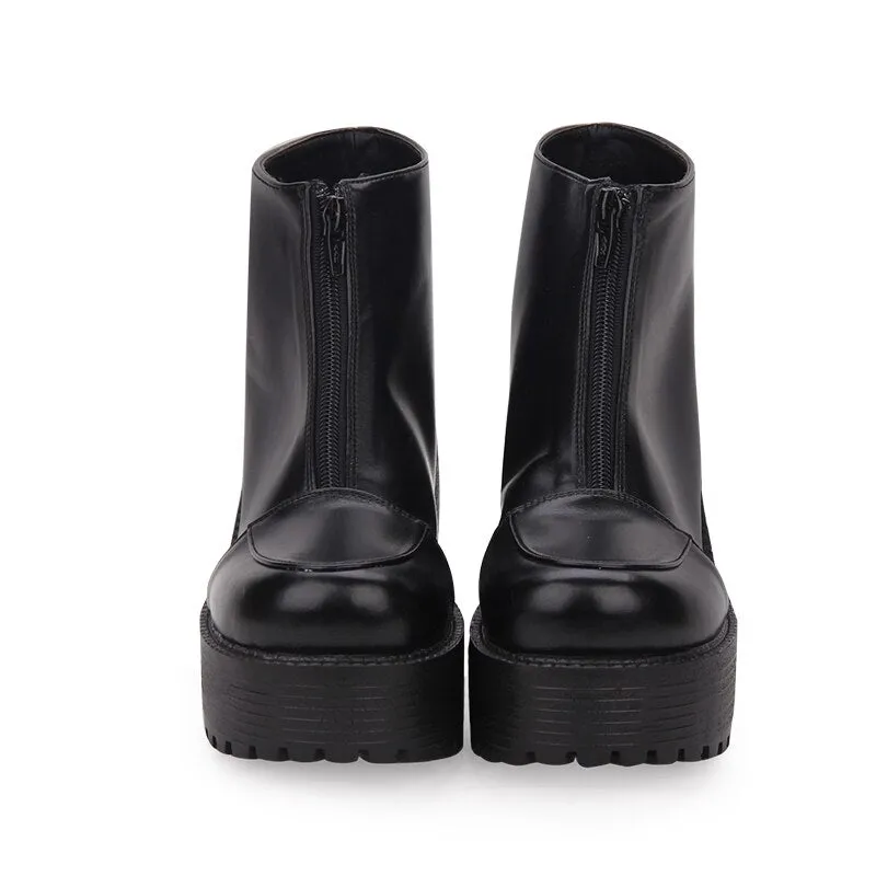 woman high heels wedges punk ankle Boots