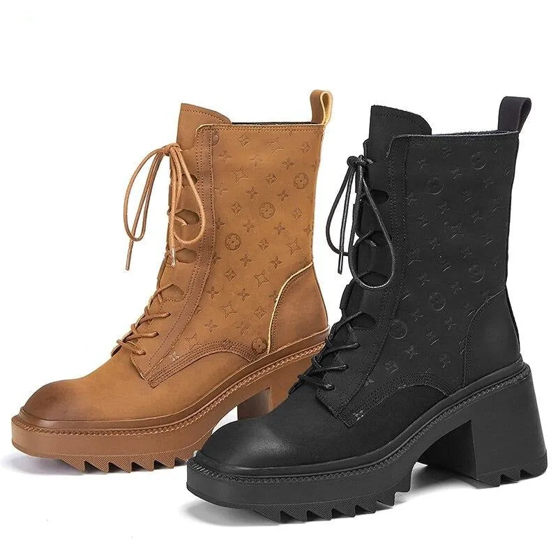 Women Boots High Heels Thick Platform