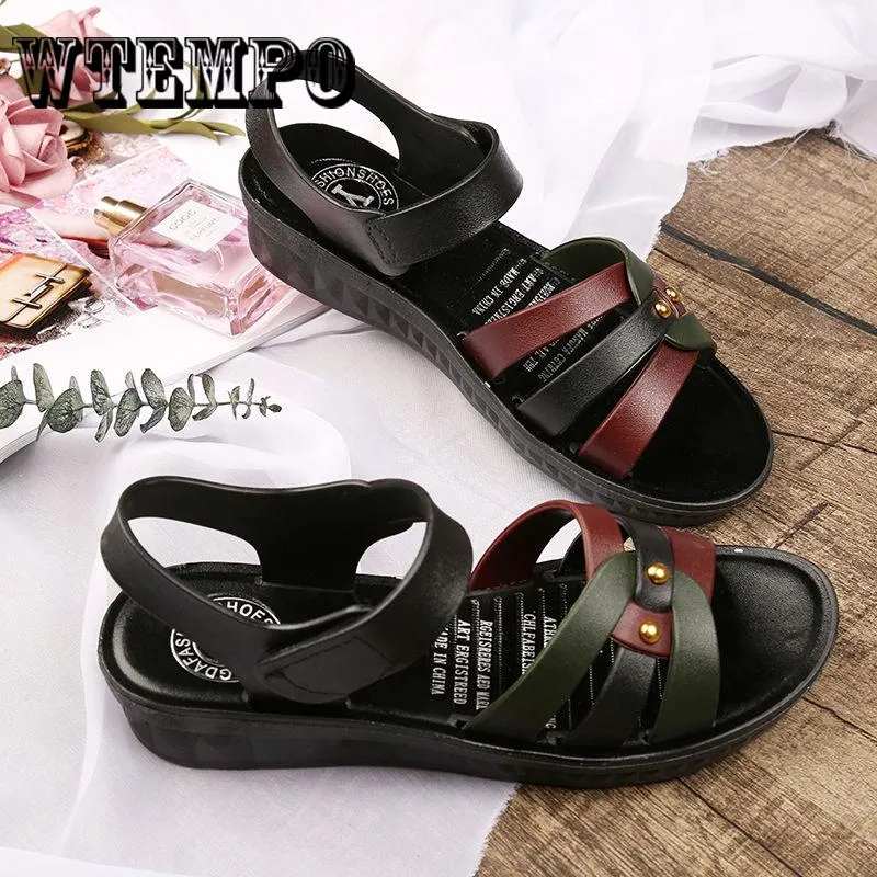 Women Fashion Comfortable Peep-toe Flat Shoes Summer Beach Roman Sandals