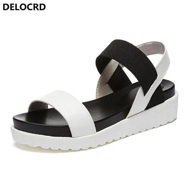 Women New Shoes Peep-toe Sandalias Flat Shoes Roman Sandals