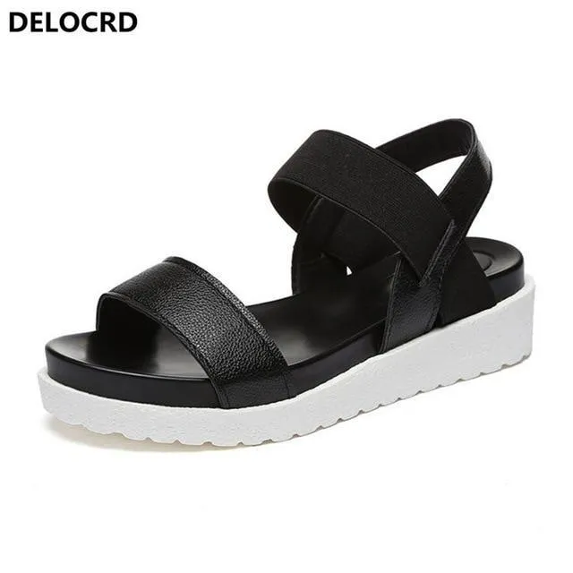 Women New Shoes Peep-toe Sandalias Flat Shoes Roman Sandals