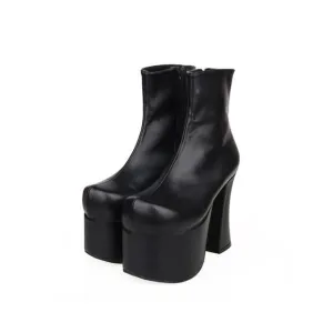 Women punk motorcycle boots high trifle heels