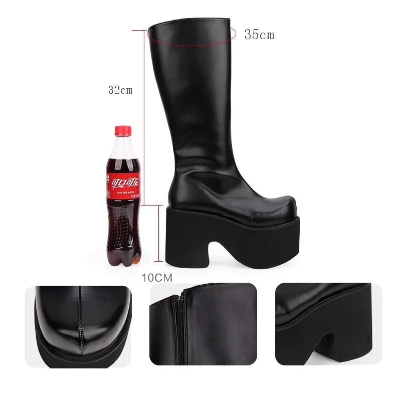 Women punk motorcycle boots high trifle heels