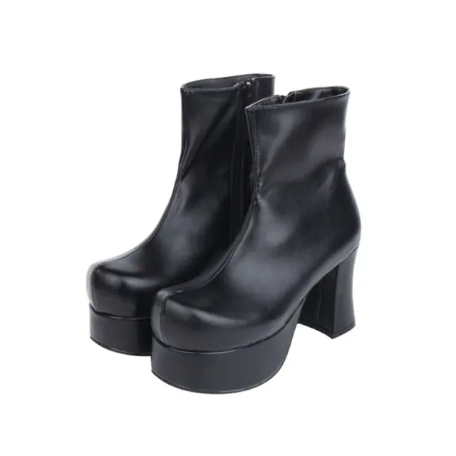 Women punk motorcycle boots high trifle heels