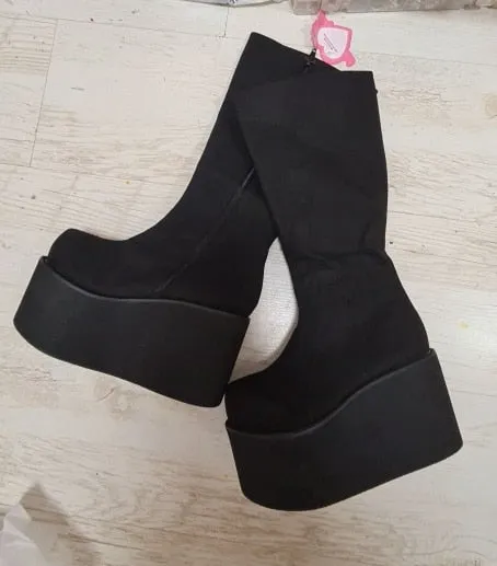 Women punk motorcycle boots high trifle heels