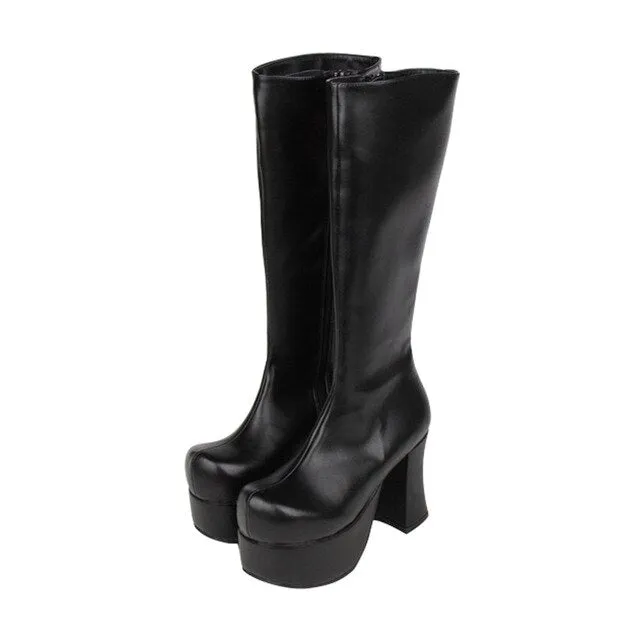 Women punk motorcycle boots high trifle heels