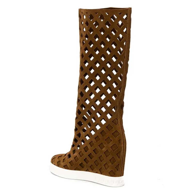 women suede wedges heels slip on boots