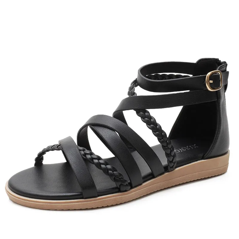 Women's Bohemian Woven Flat Roman Sandals for Summer