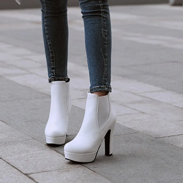 Women's High Heel Platform Short Boots