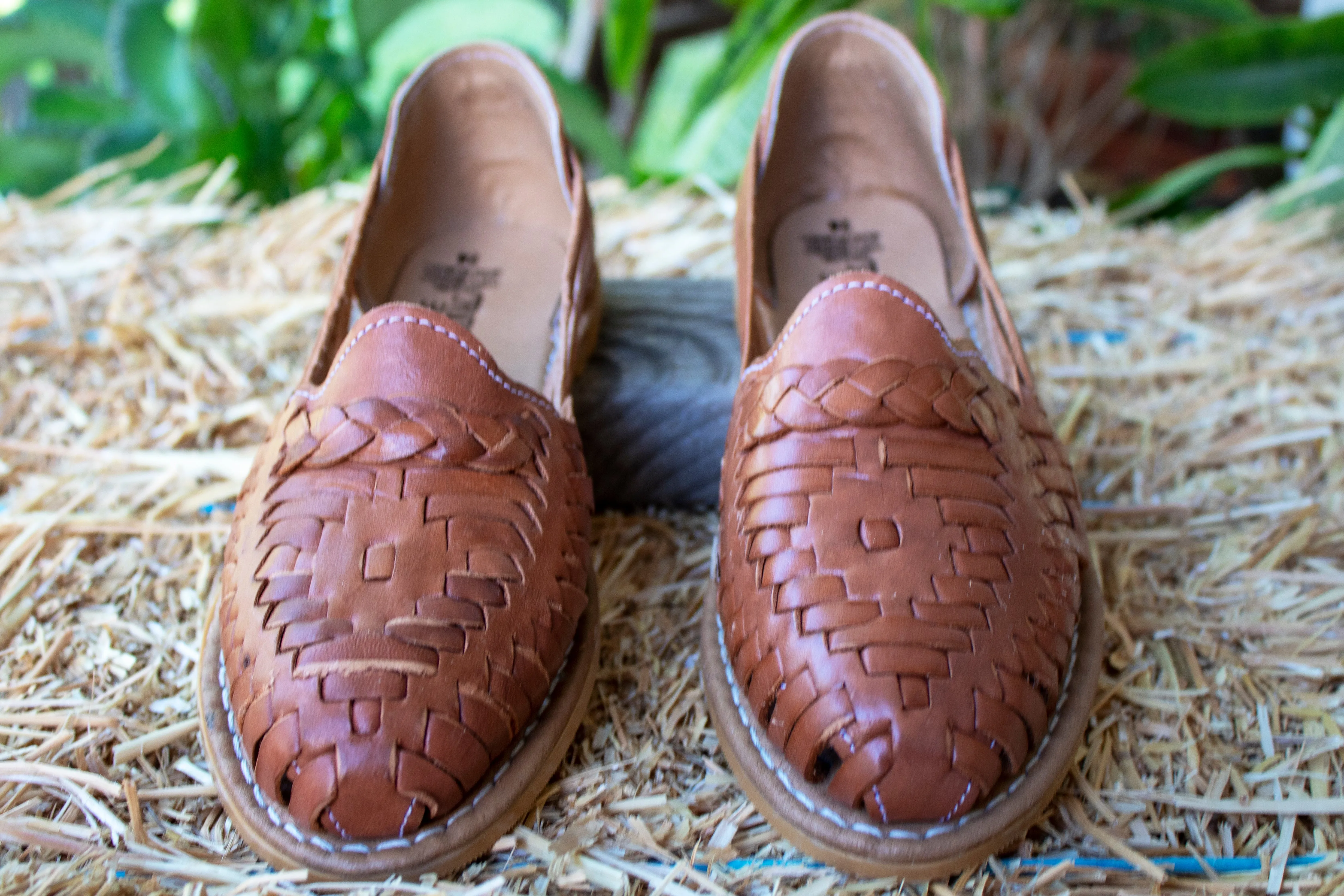 WOMENS LEATHER BROWN HUARACHE MEXICAN SANDAL
