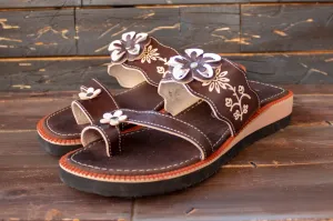 WOMENS LEATHER SLIP ON HUARACHE MEXICAN SANDAL
