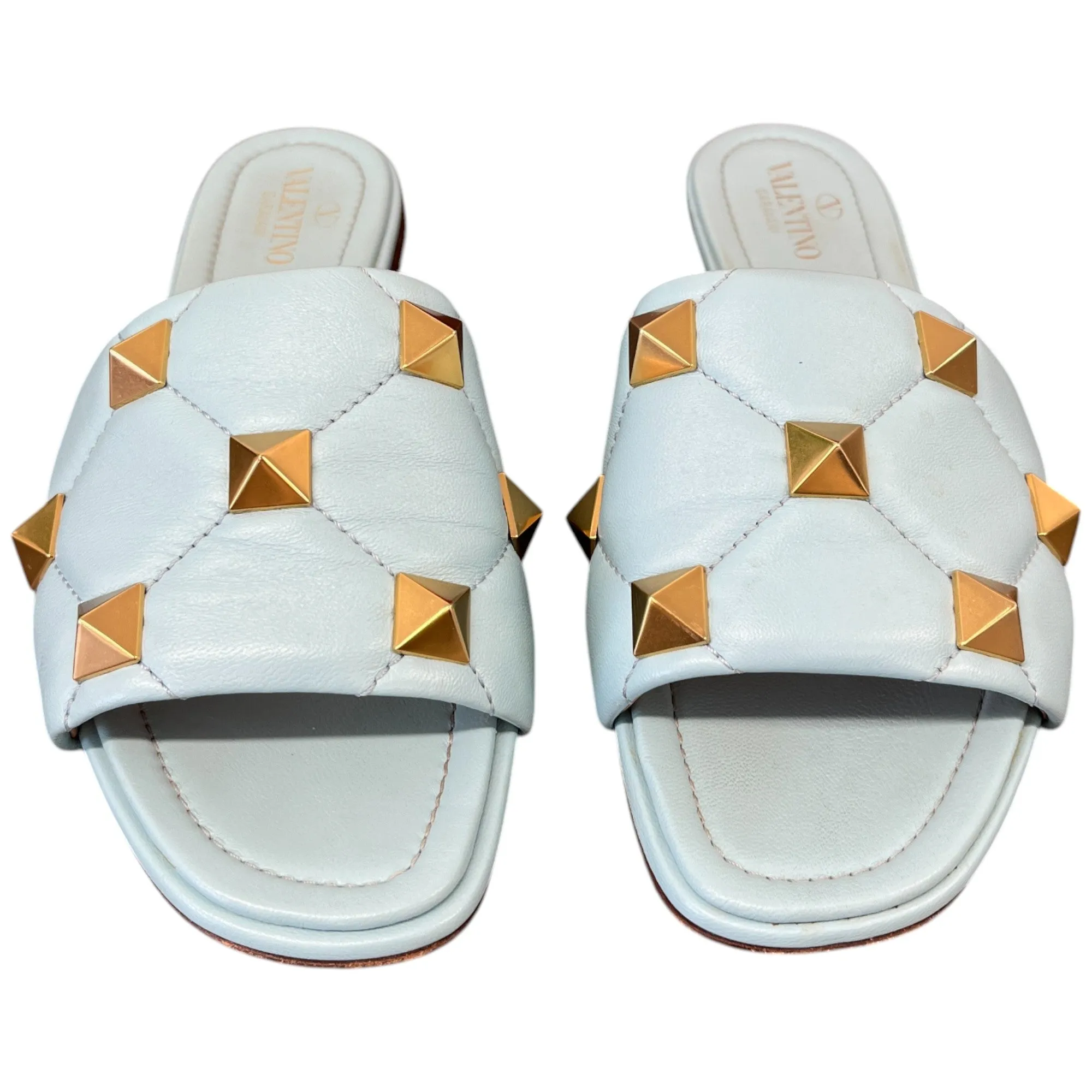 Women's Roman Quilted Stud Slide Sandals Blue Size EU 39 / UK 6