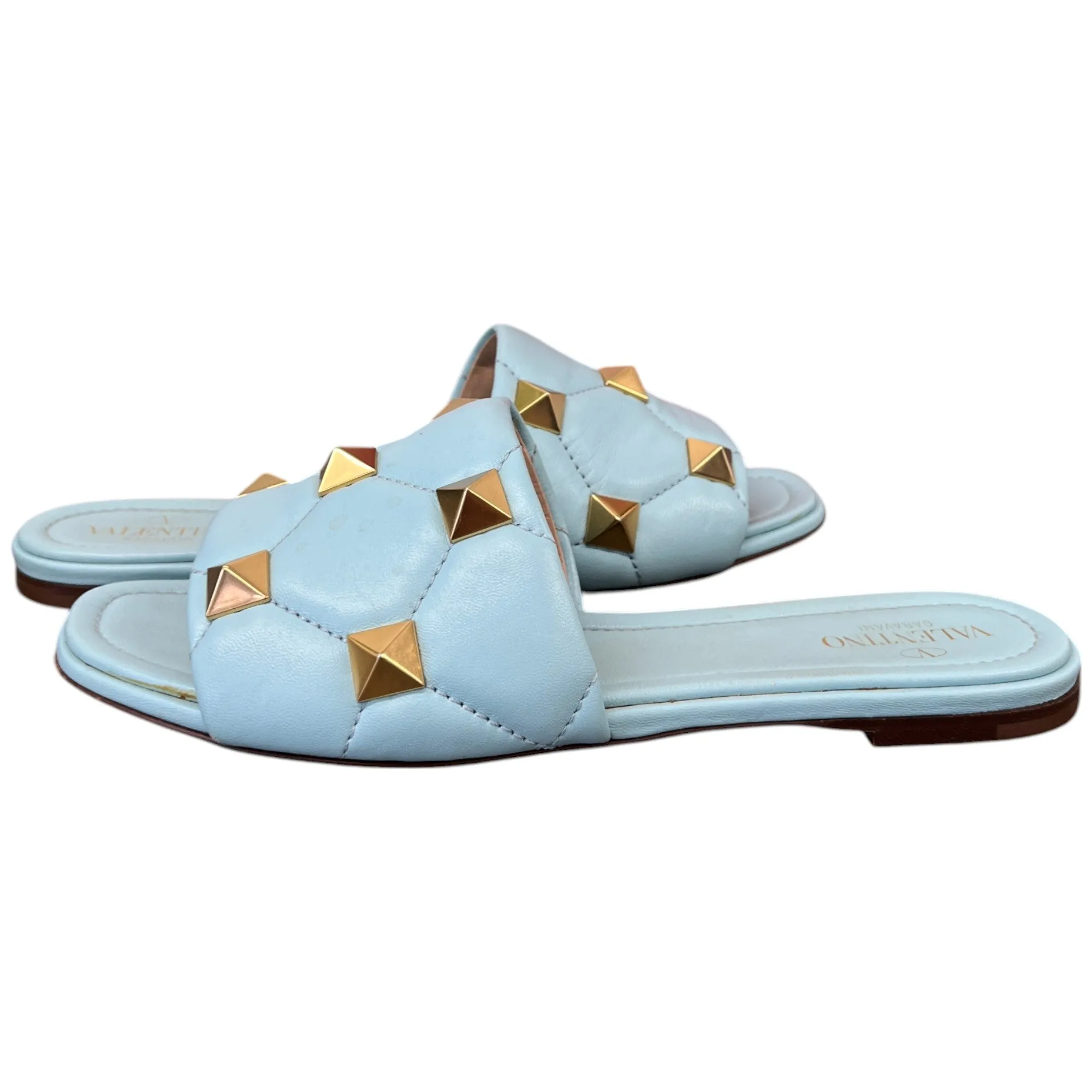 Women's Roman Quilted Stud Slide Sandals Blue Size EU 39 / UK 6