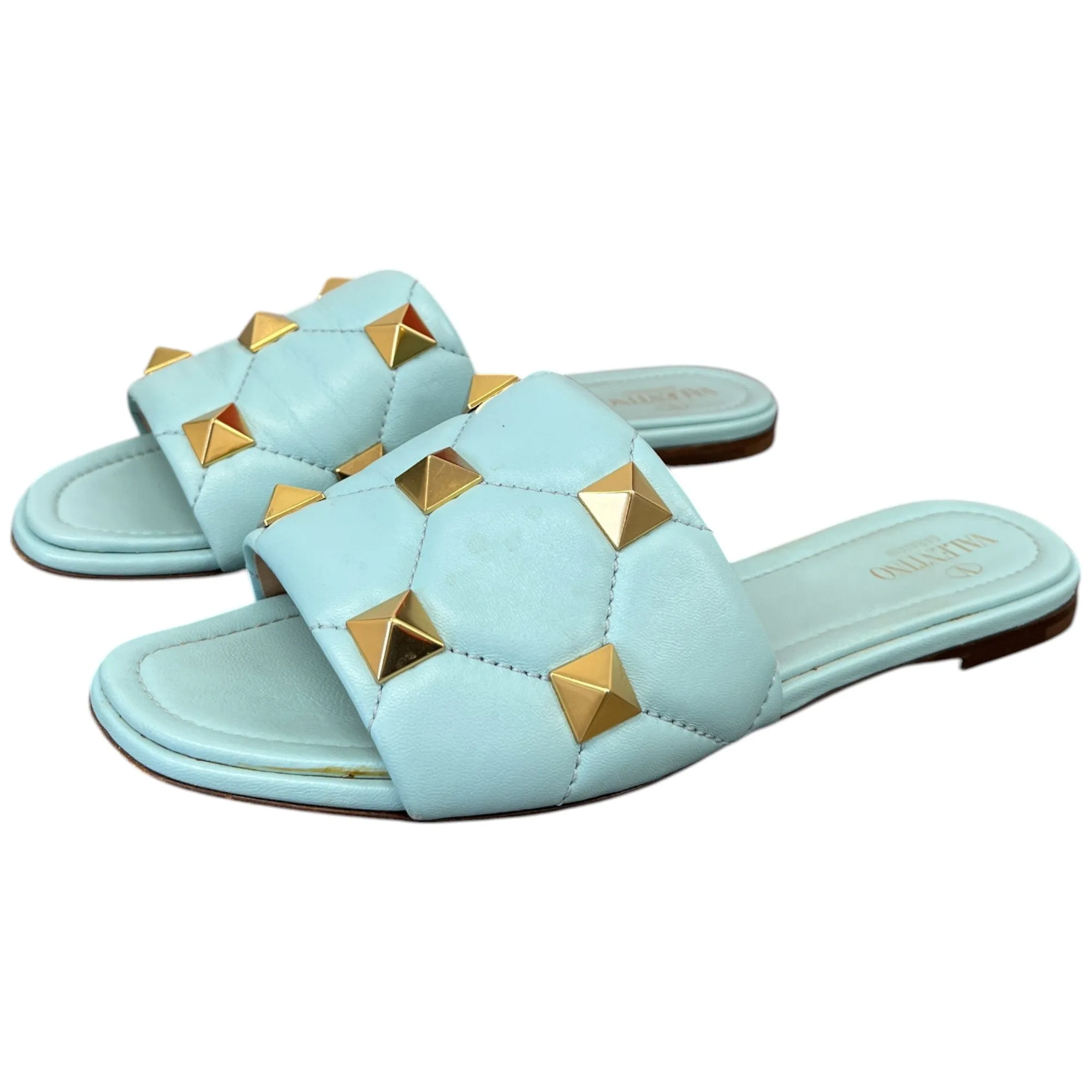 Women's Roman Quilted Stud Slide Sandals Blue Size EU 39 / UK 6