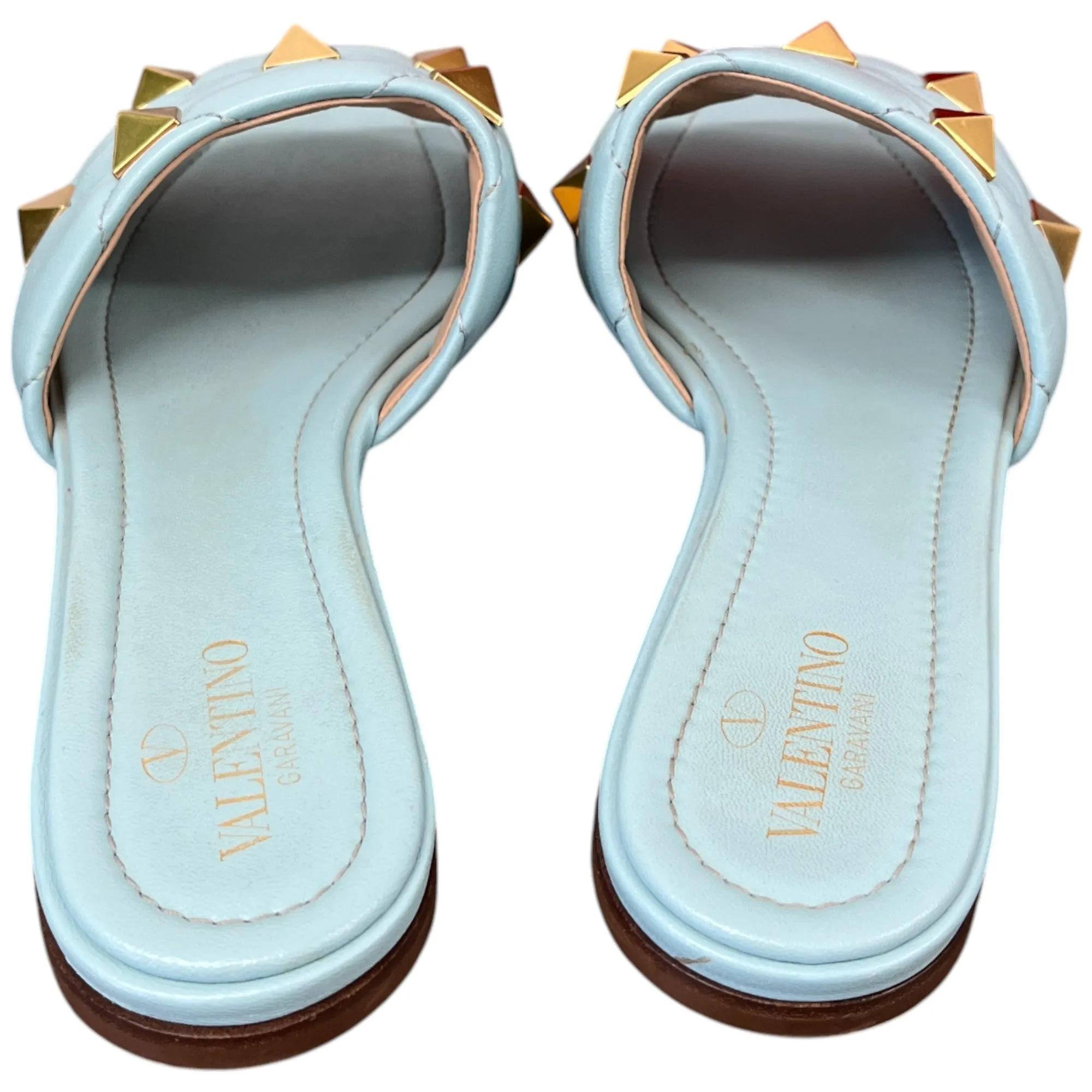 Women's Roman Quilted Stud Slide Sandals Blue Size EU 39 / UK 6