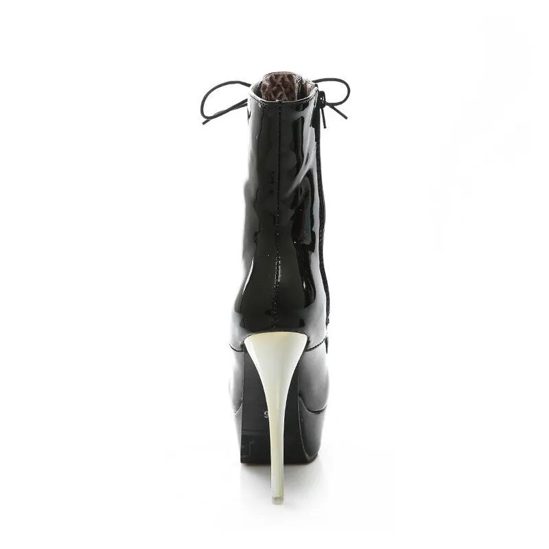 Womens Stiletto High Heels Lace Up Platform Clubwear Shoes