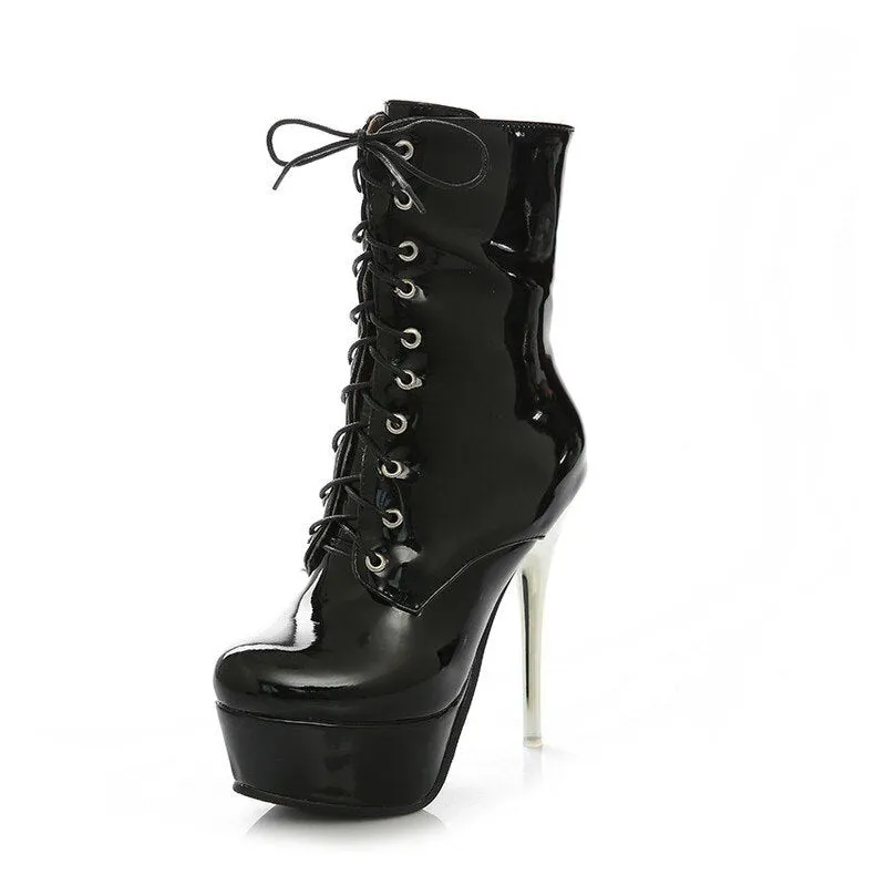 Womens Stiletto High Heels Lace Up Platform Clubwear Shoes