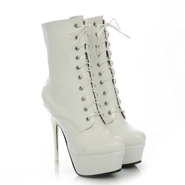 Womens Stiletto High Heels Lace Up Platform Clubwear Shoes