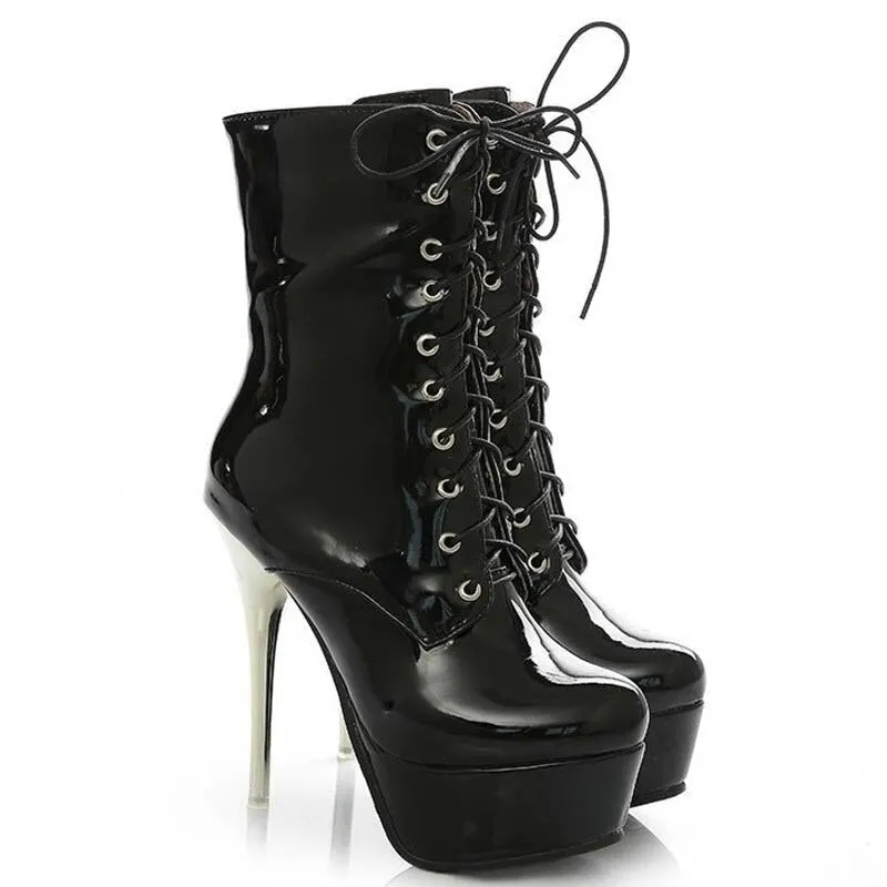 Womens Stiletto High Heels Lace Up Platform Clubwear Shoes