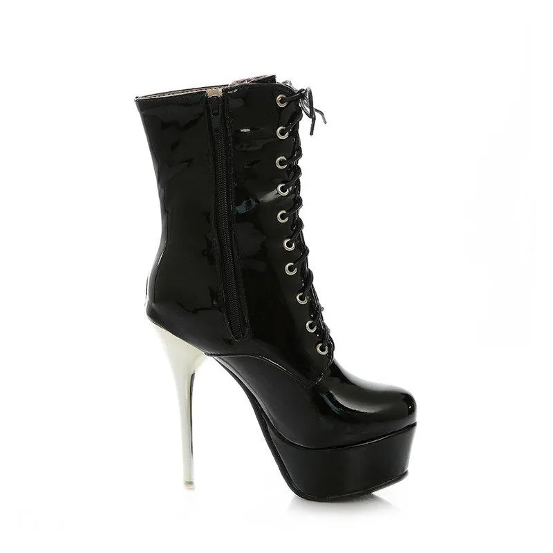 Womens Stiletto High Heels Lace Up Platform Clubwear Shoes