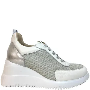 Wonders White Leather Wedge Sole Sneakers