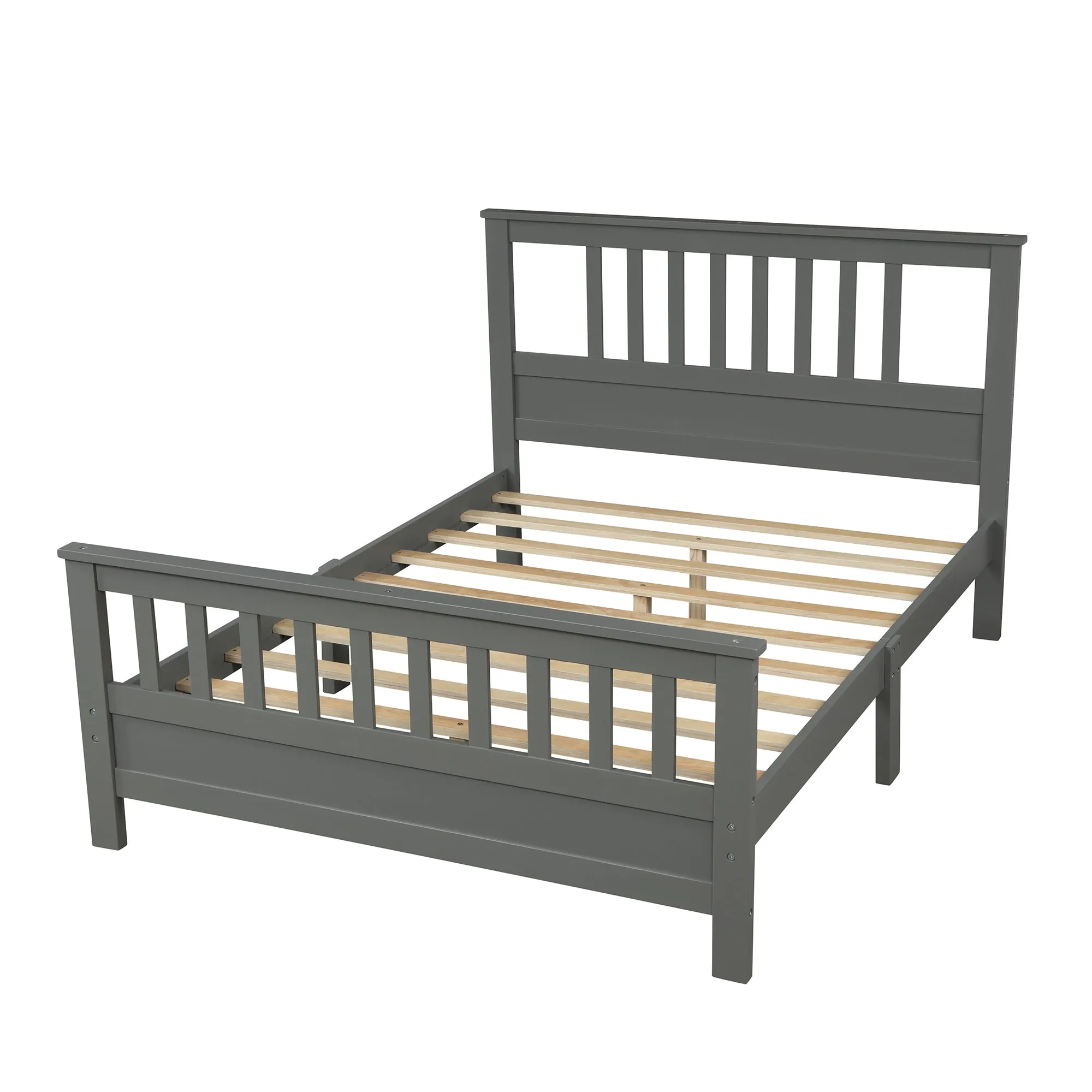 Wood Platform Bed with Headboard and Footboard