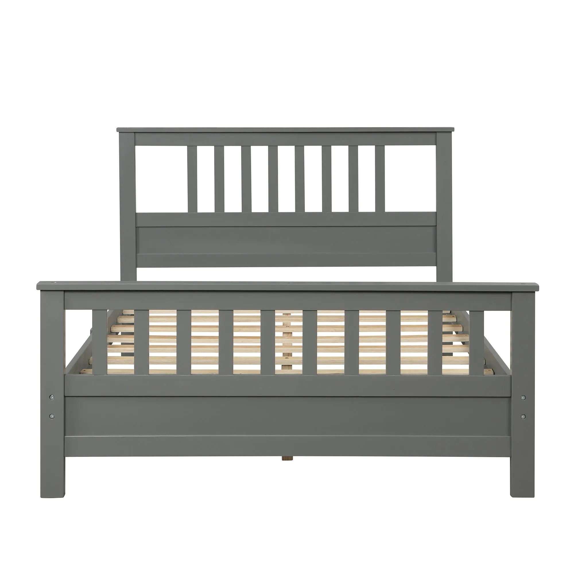 Wood Platform Bed with Headboard and Footboard