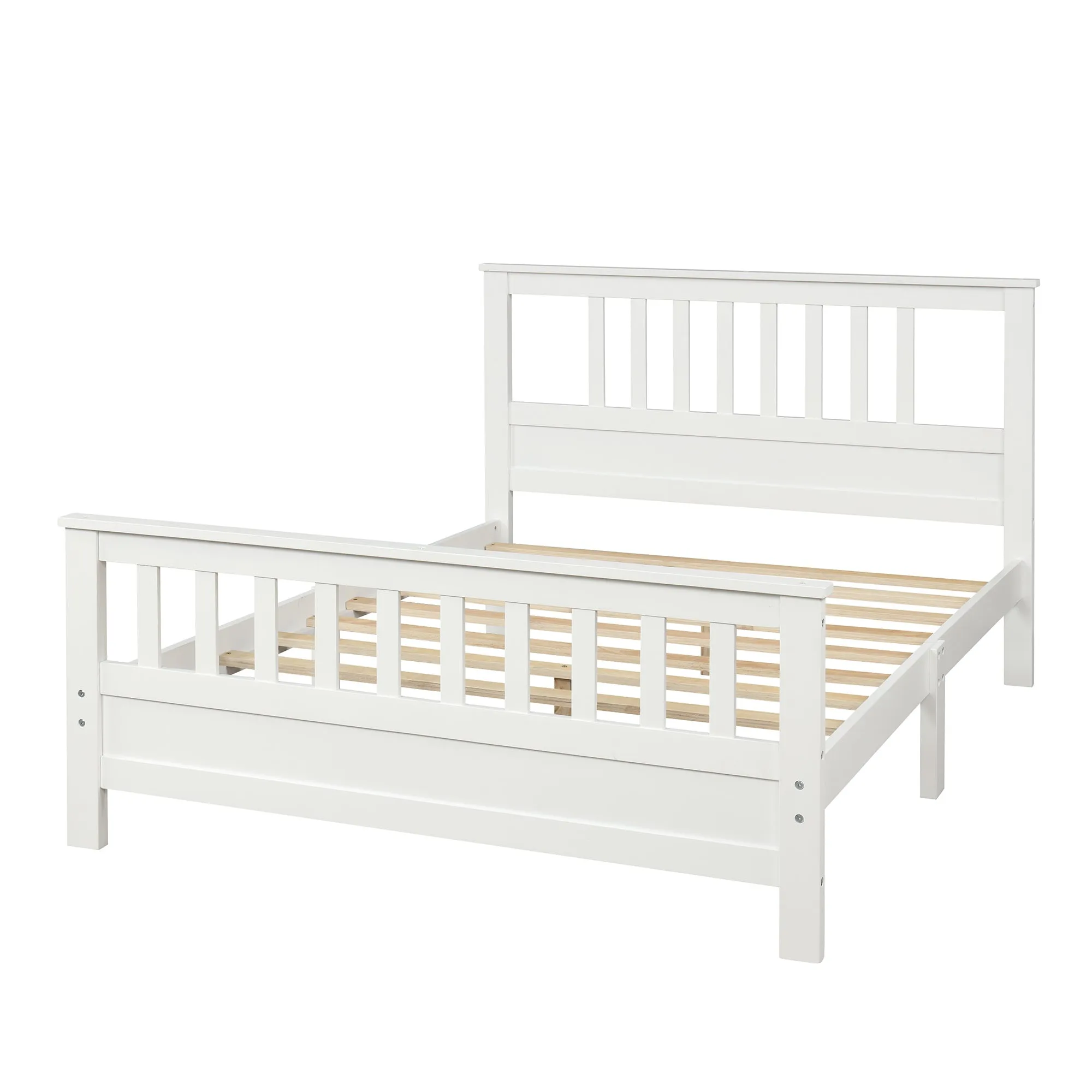 Wood Platform Bed with Headboard and Footboard