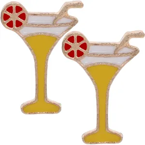 Yellow Martini Glass Mini Stud Earrings
