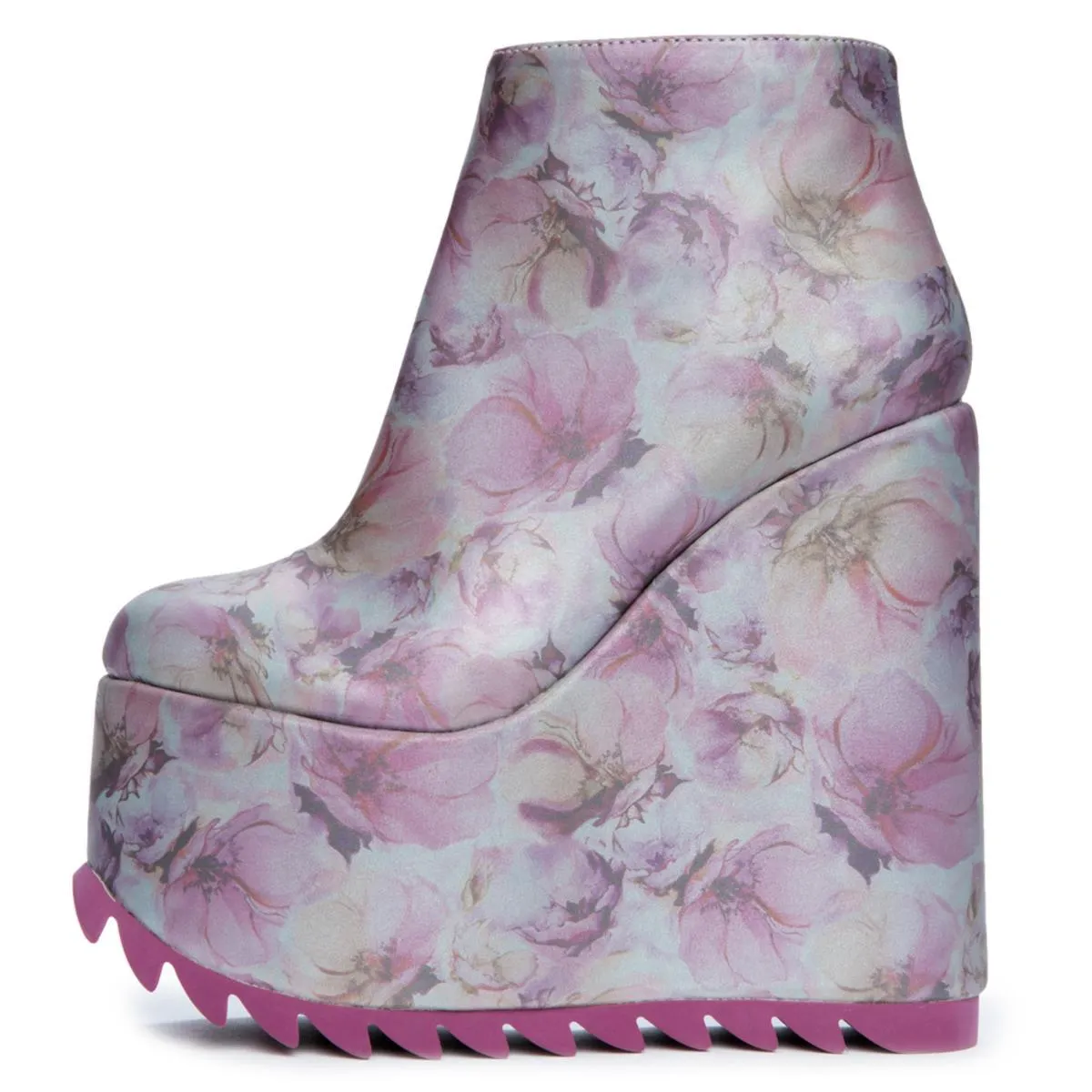 YRU Dimension Women's Lavender Floral Platform Wedged Booties