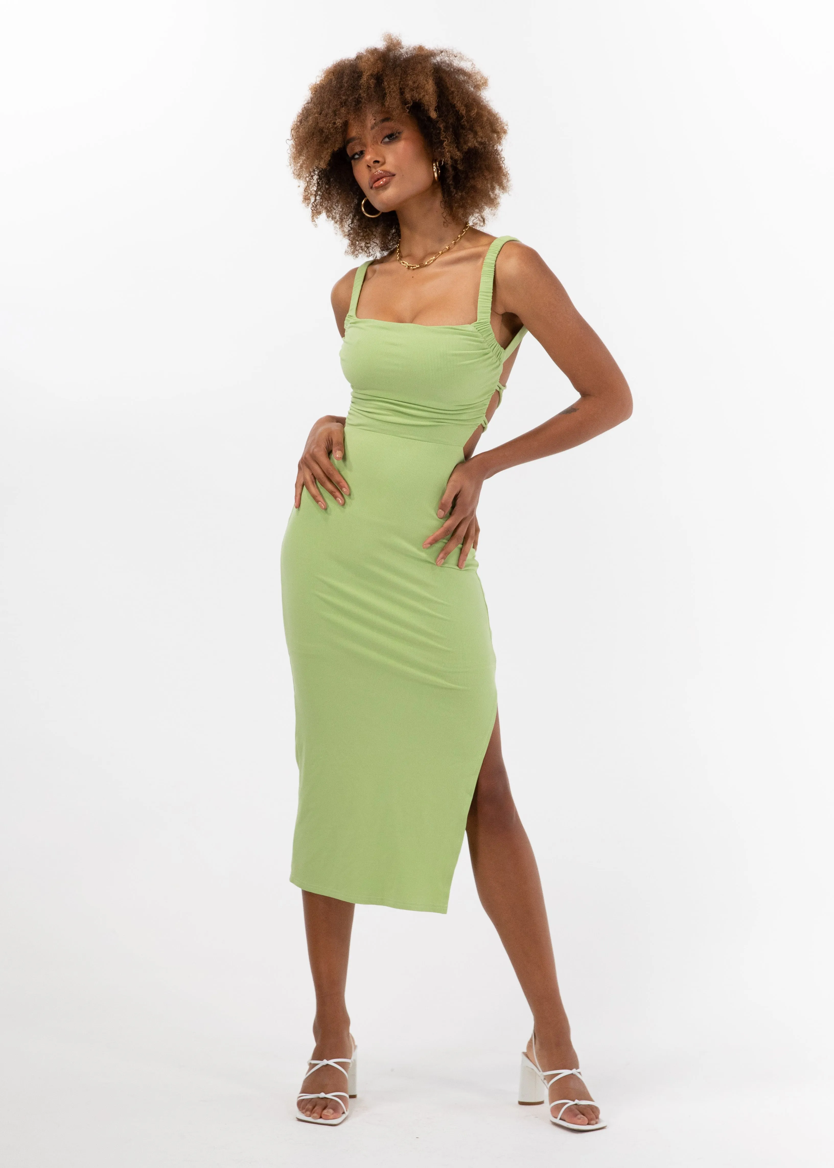 Zack Knit Midi Dress - Matcha